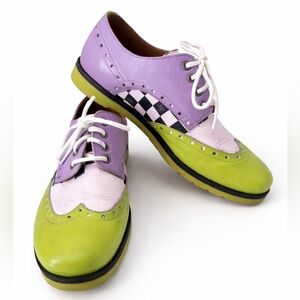 John Fluevog "Radio Chris 2.0 Green and Purple Oxfords Men’s 9 women’s 11 READ!!